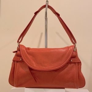 Tre Vero Leather Satchel, Papaya Orange